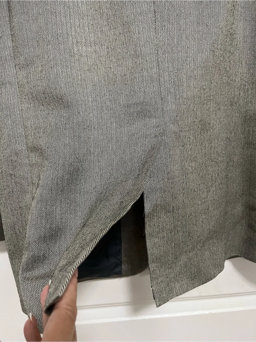 Jos. A. Bank Signature Gray Silk Camel Hair Herringbone Blazer 46L